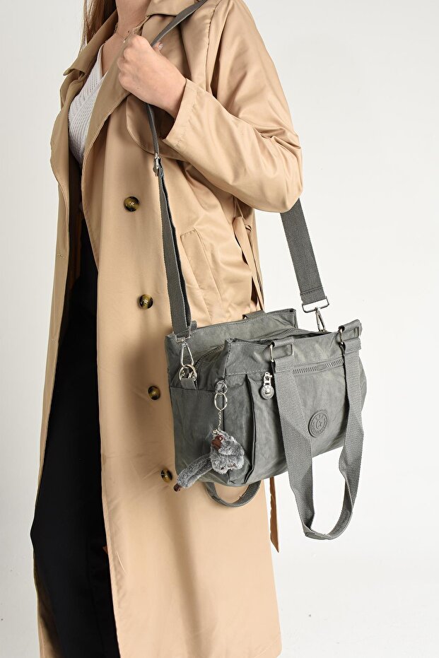 Ultra Light Waterproof Multi-Pocket Shoulder Bag Gray (Model: 571-5F)