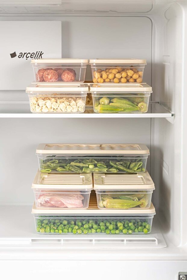 Freshbox Set of 4 - Cream Storage Container Suitable for Microwave and Diffraction - 6