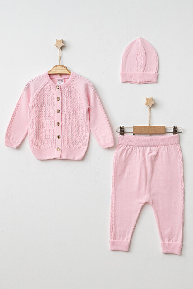 Self Patterned Baby Hat Knitwear Set 4031