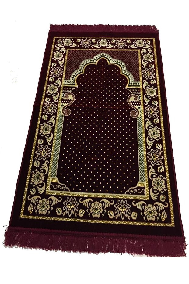 Velvet Prayer Rug Lux-burgundy