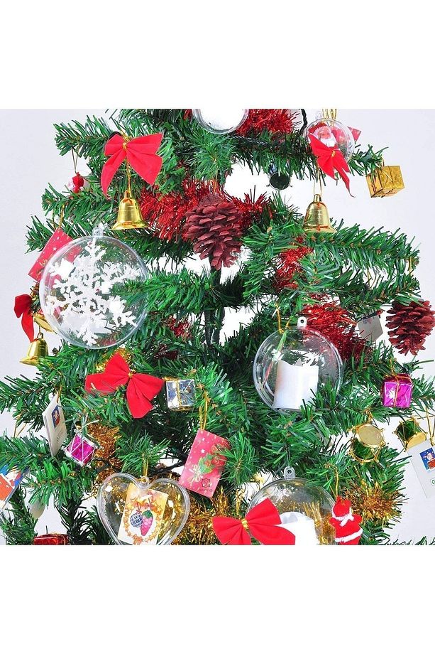 Şeffaf Mika Küre - Yılbaşı Çam Ağacı Süsleme - 3 Adet Asılabilir Plastik Top - 6 Cm - 6