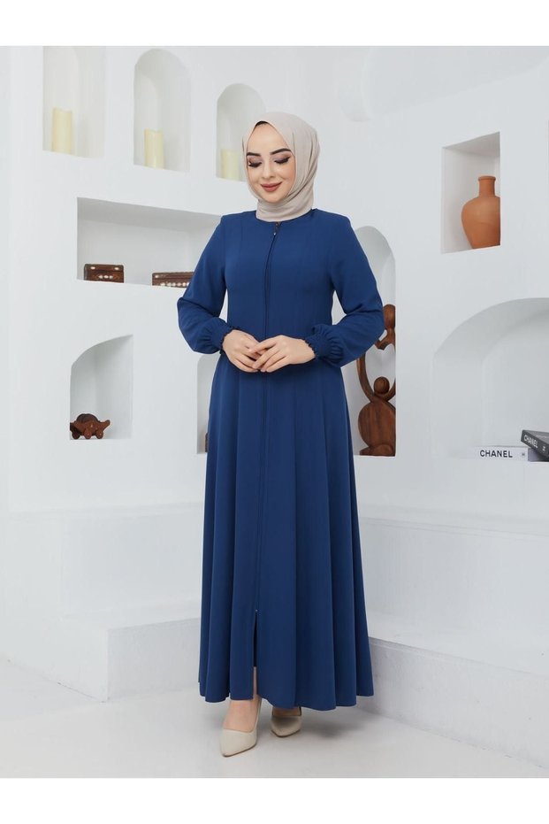 Summer Mevlana Model, Fitted at the Waist, Flared Fereca Topcoat with Elastic Sleeves