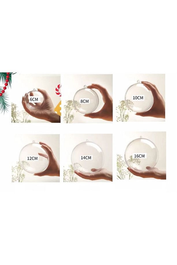Şeffaf Mika Küre - Yılbaşı Çam Ağacı Süsleme - 3 Adet Asılabilir Plastik Top - 6 Cm - 3