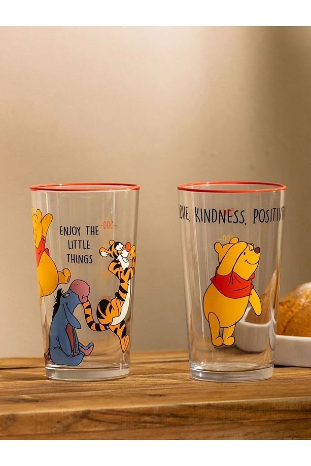 Winnie The Pooh Baskılı Cam Bardak 2'li 570 Ml - 2