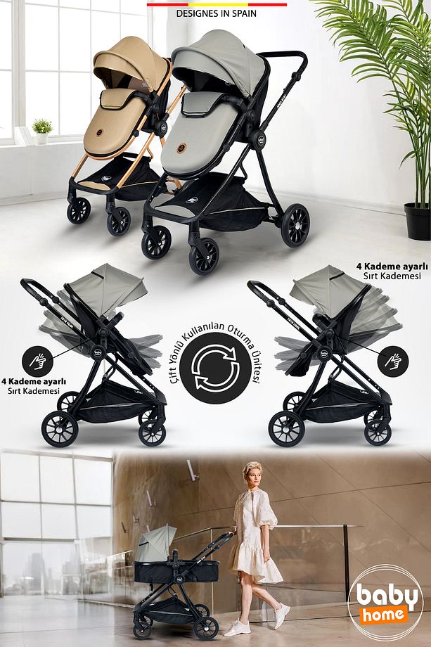 1010 Qool Çift Yönlü 6 In 1 Travel Sistem Bebek Arabası - 8