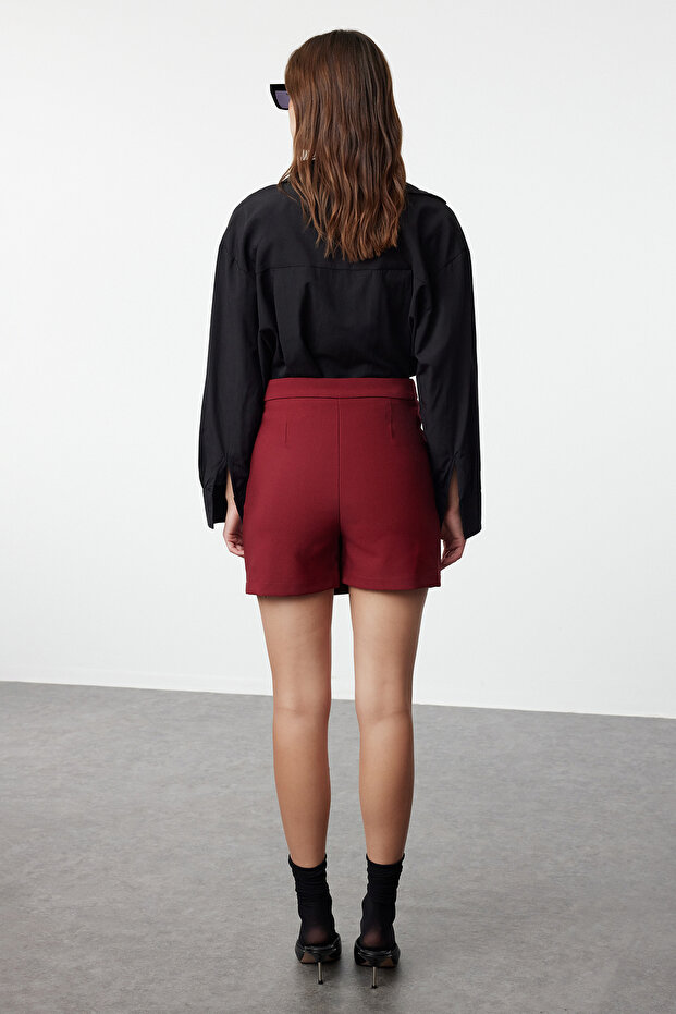 Bordo Kruvaze Dokuma Şort Etek TWOAW20SR0072 Şort & Bermuda TWOAW20SR0072 - 6