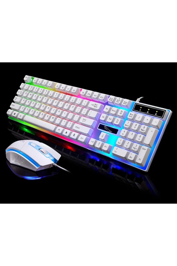 Ally G21 Usb Led Işıklı Oyuncu Klavye Ve Mouse Set-beyaz - 1