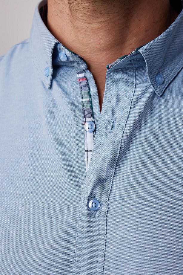 Erkek Slim Fit Dar Kesim Uzun Kollu Pamuklu Oxford Doku Kolay Ütülenebilir Gri Düğmeli Yaka Gömlek - 5