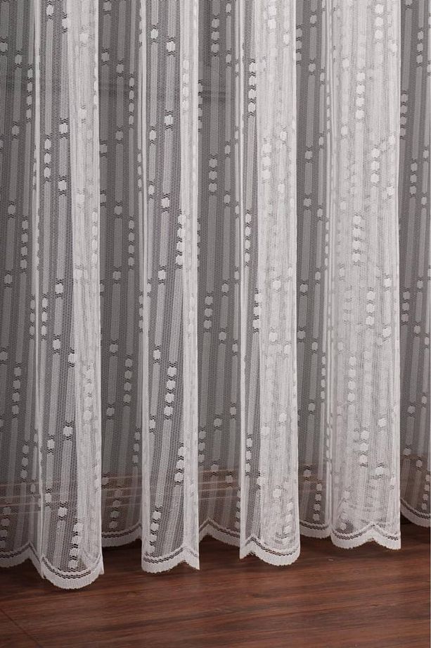 Modern Desen Örme Tül Perde, 300x250cm, 1/2 Seyrek Pile - 4