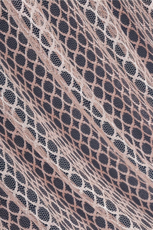 Pudra Rengi Dantel Örme Kruvaze Perde, 250x260cm, 1/4, Elısıon7084 - 7