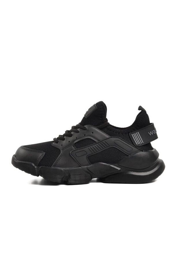 Siyah Siyah Fileli Hafif Unisex Spor Ayakkabı - 2
