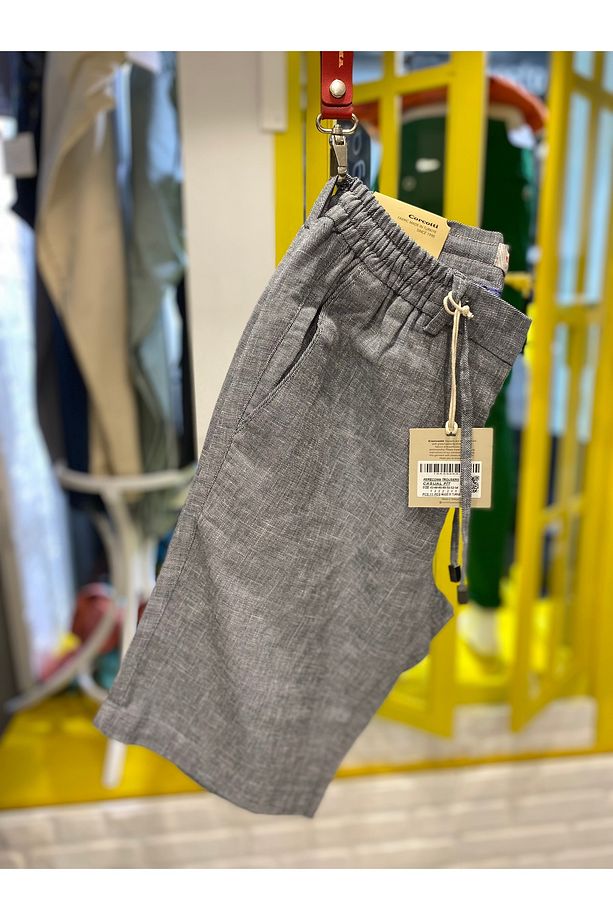 Keten Şort Belden Lastikli Casual Fit - 1
