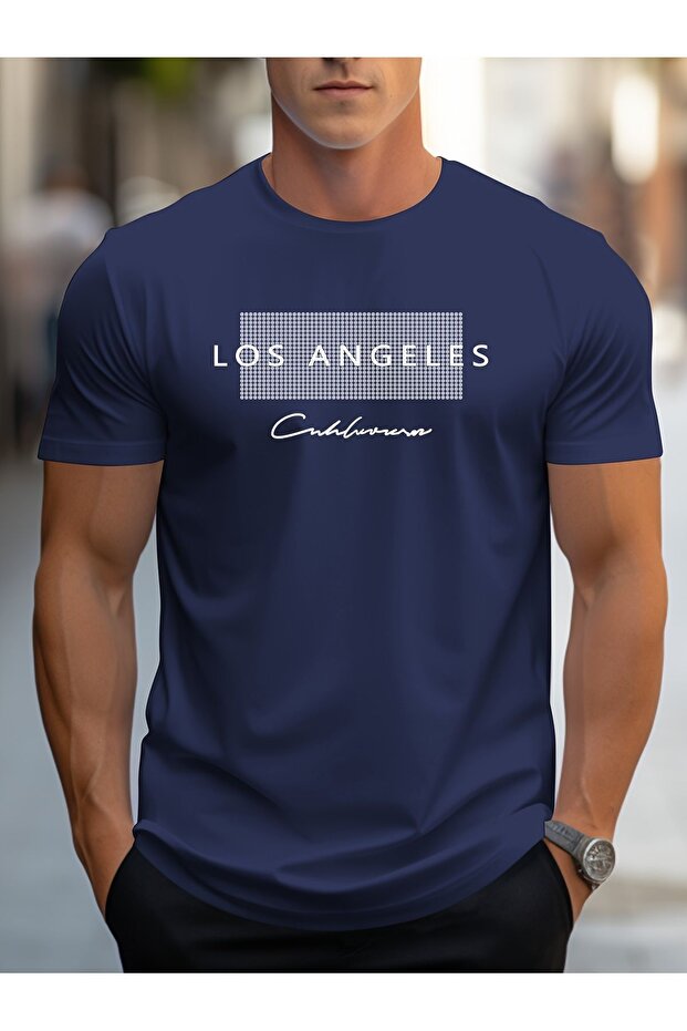 Los Angeles Printed Crew Neck Premium Men's Tshirt