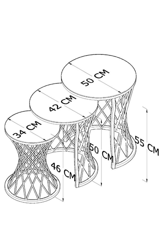 HASIR TELLİ MODEL AÇIK CEVİZ AHŞAP TABLA SİYAH METAL AYAK - 3