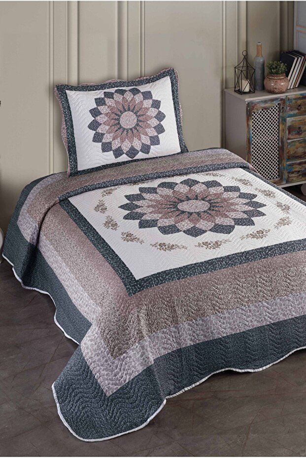 Gloria Kahve Tek Kişilik Kapitone Yatak Örtüsü - 1