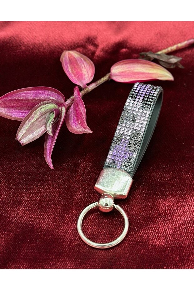 Pink Leopard Patterned Stone Keychain - Design - 1