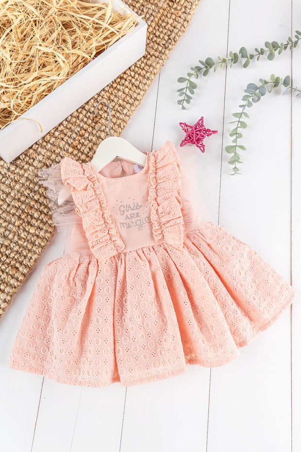 Ruffled Tulle Back Low-cut Summer Baby Girl Dress