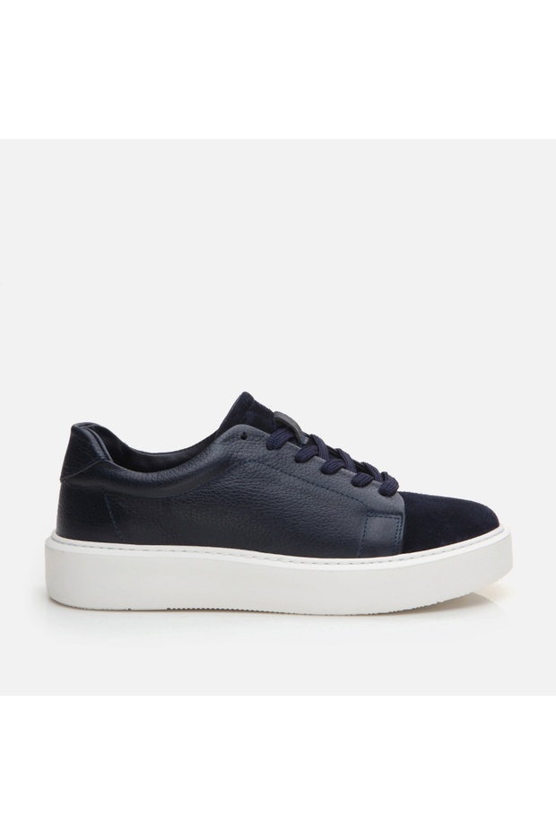 Navy Blue Genuine Leather Men's Casual Shoes