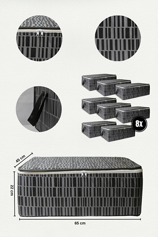 8-Piece Sofa Bed Base Type Pillow Clothing Storage Bag - Base Base Bag Zebra Pattern (GREY)