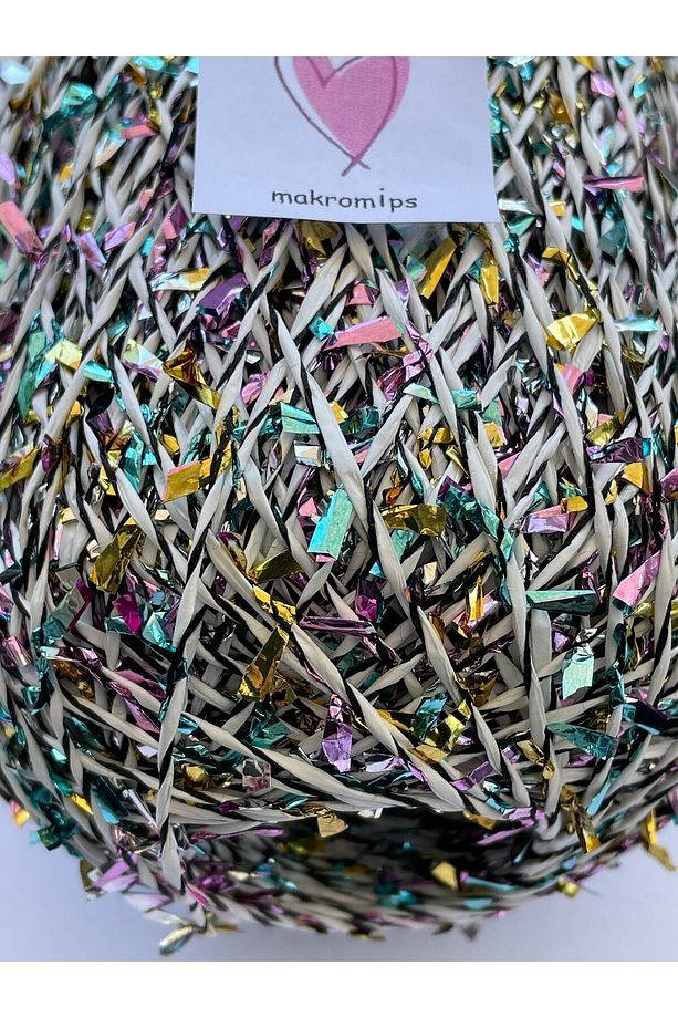 Premıum Metalik Confeti Kâğıt Rafya Ip(50gr/m+-5)Simli Parlak Abiye Polyester Çanta Şapka Örgü ipi - 2