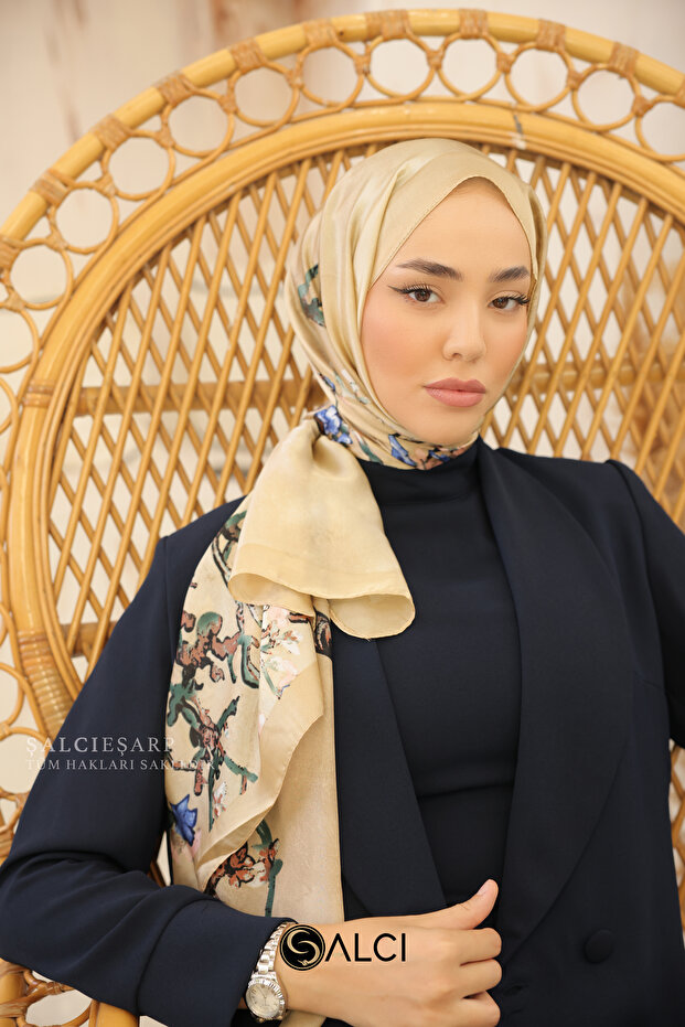 شال حريري مستورد بنمط فان جوخ - 5