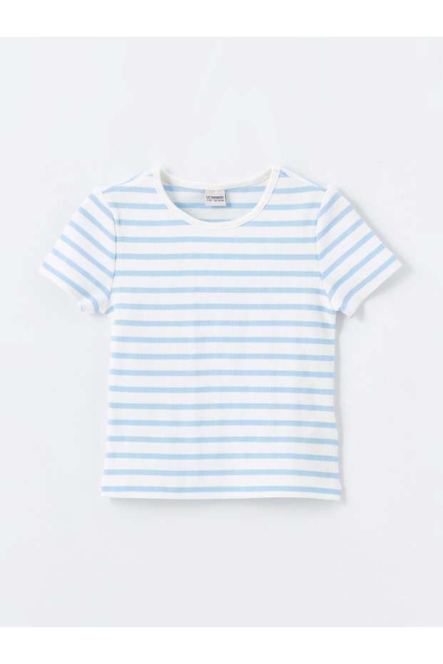 Crew Neck Striped Short Sleeve Girl's T-Shirt