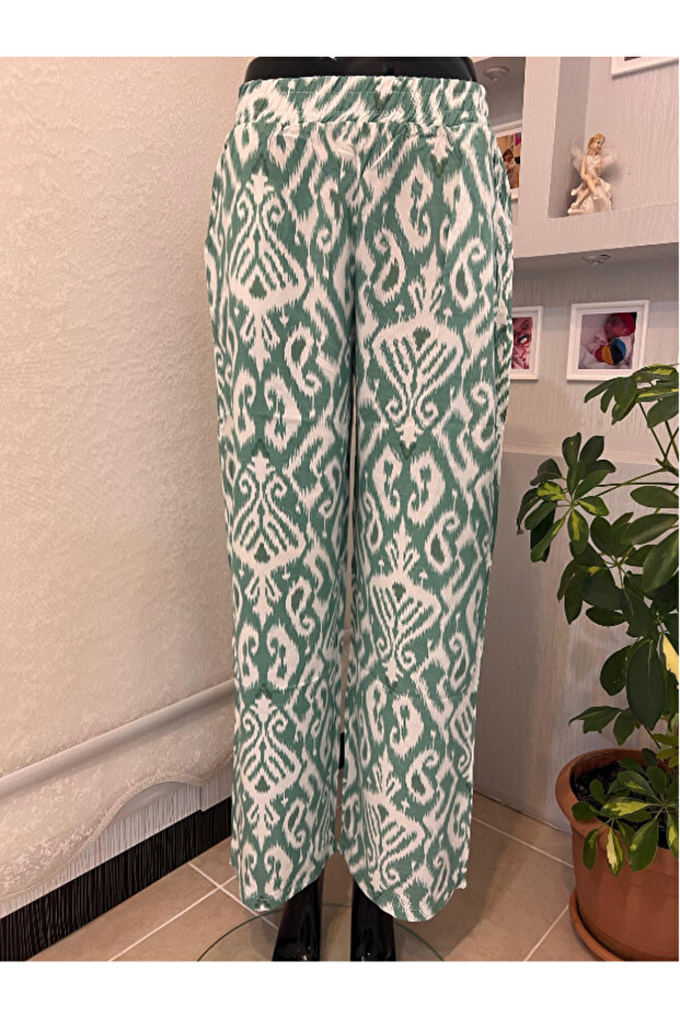 بنطلون منقوش من القطن الممشط - 1
