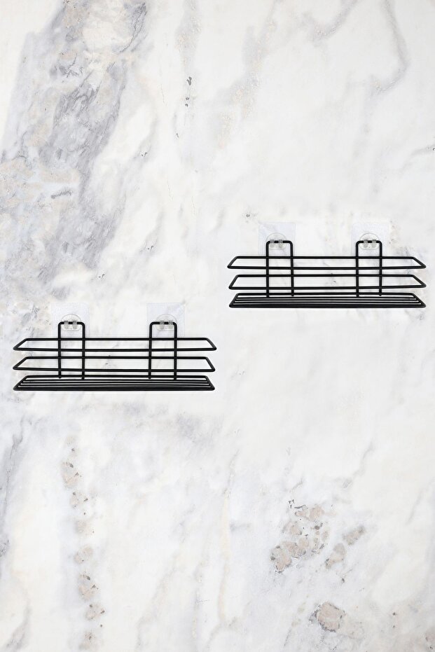 Bathroom Organizer Bathroom Shelf Soap Holder Set of 2 Adhesive Shower Shelf Organizer - Matte Black