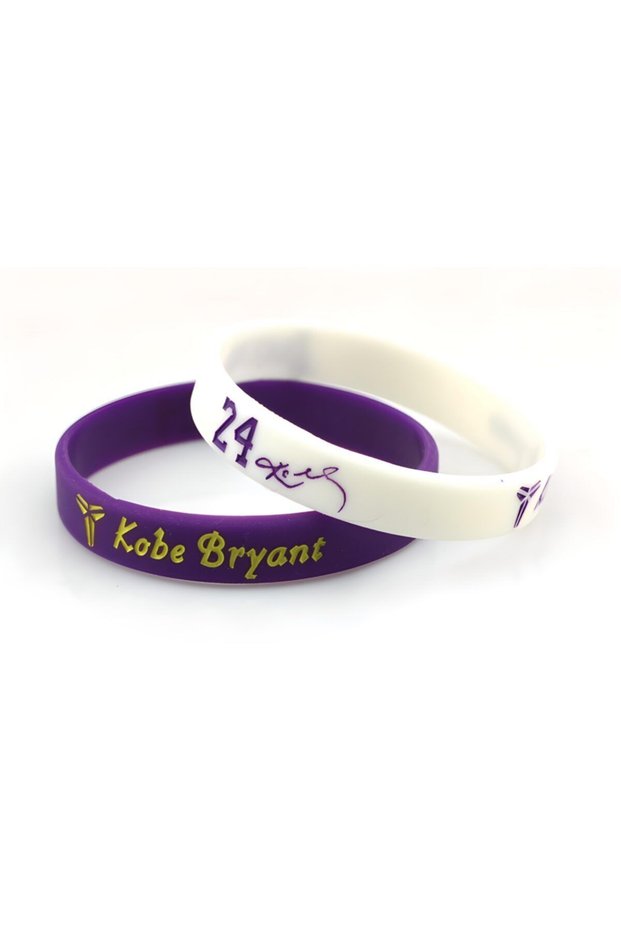 Set of 2 Purple and White Kobe Bryant Basketball Nba Bracelet
