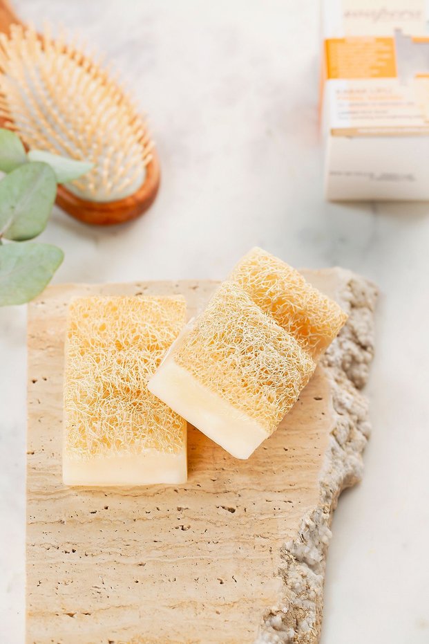 100% Natural Pumpkin Fiber, Glycerin, Handmade Rice Soap 100 GR