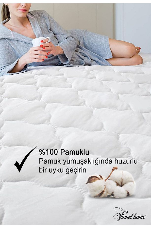 %100 Pamuklu | Kapitone Sıvı Geçirmez Yatak Alezi | Ful Kenar, Tek, Çift Kişilik Yatak Koruyucu Alez - 5