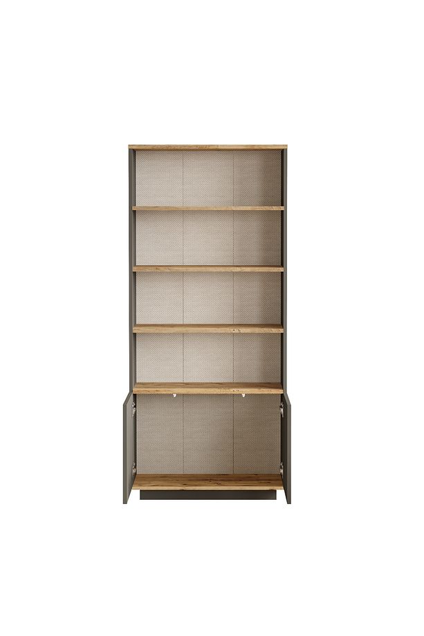 Delphin Kitaplık Raf 2 Kapaklı Raflı 168cm Çam-Antrasit DLP16-AA - 4