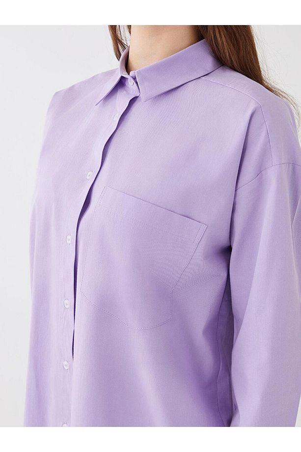 LCW Modest Düz Uzun Kollu Oversize Kadın Gömlek Tunik - 4