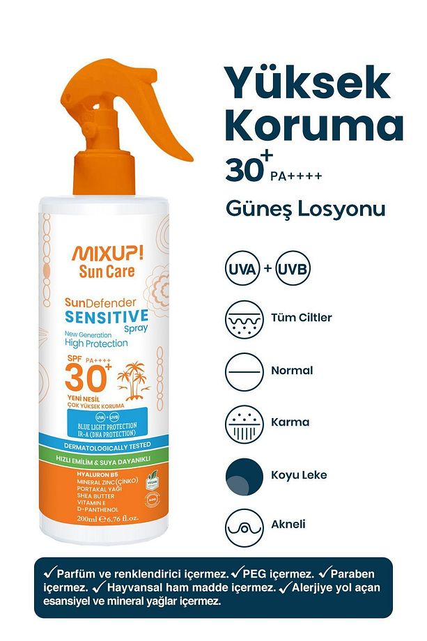 Leke Karşıtı Güneş Koruma Losyonu SPF 30+ Çinko ,Portakal Yağı ve Shea Butter İçerikli 200 ML - 1