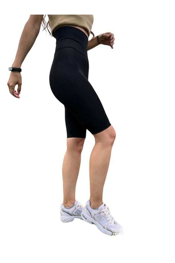 Yüksek Bel Toparlayıcı Dalgıç Kumaş Spor Şort Tayt - 4