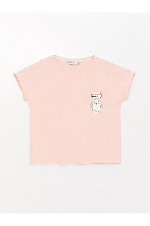LCW Young Bisiklet Yaka Baskılı Kısa Kollu Kadın Şortlu Pijama Takımı - 7
