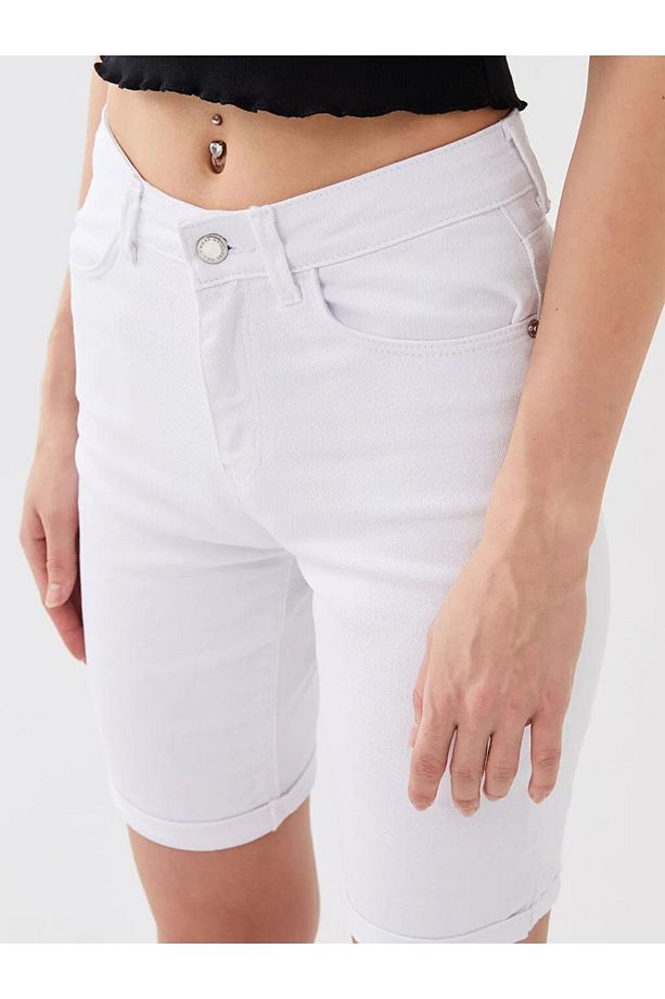 Normal Bel Standart Fit Kadın Jean Şort - 3