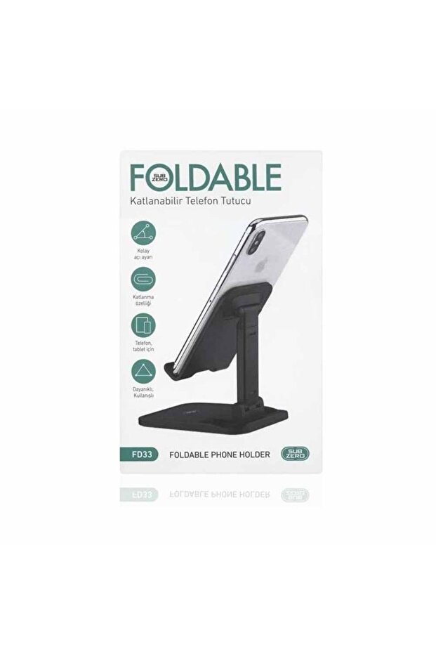Cep Telefon Tutucu Masaüstü Stant Tablet Tutacak Şarj Standı Foldable Siyah - 2