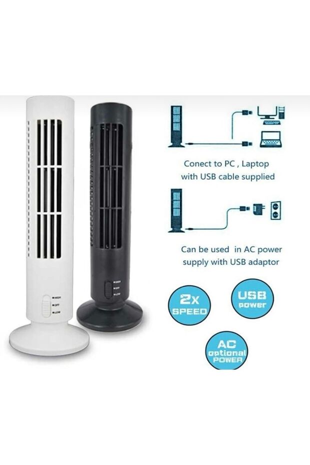 Kule Tipi Masaüstü Mini Usb Vantilatör Kademeli Klima Serinliği - 5