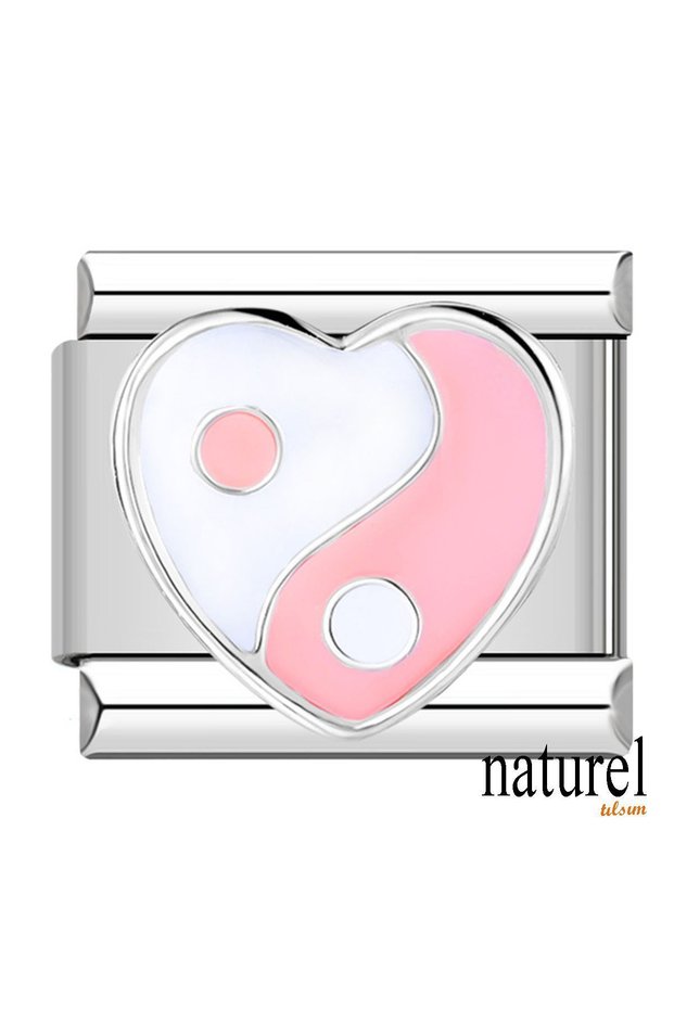 Italian Stainless Steel 9mm Yin Yang Heart Charm