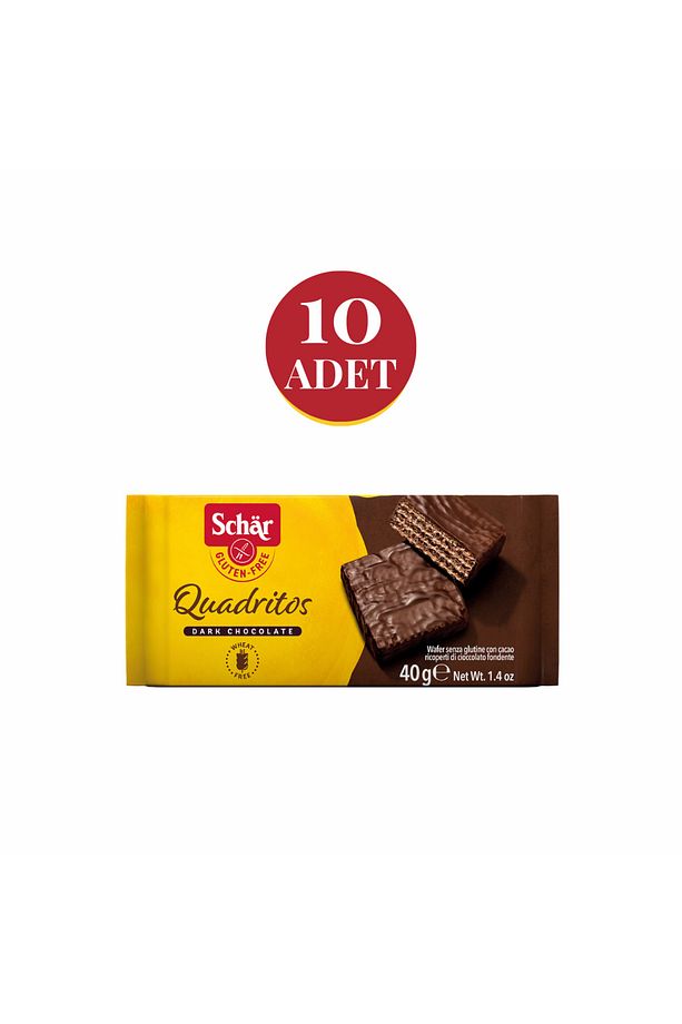 Quadritos Glutensiz Çikolata Kaplamalı Gofret 40 gr (10 ADET) - 1