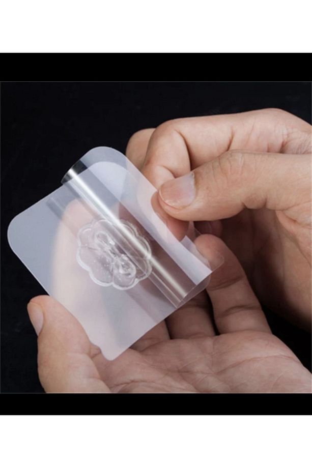 10 Adet 6x6cm Kendinden Yapışkanlı Şeffaf Güçlü Askı Kapı Duvar Askıları Ağır Yük Taşıma Askısı - 7
