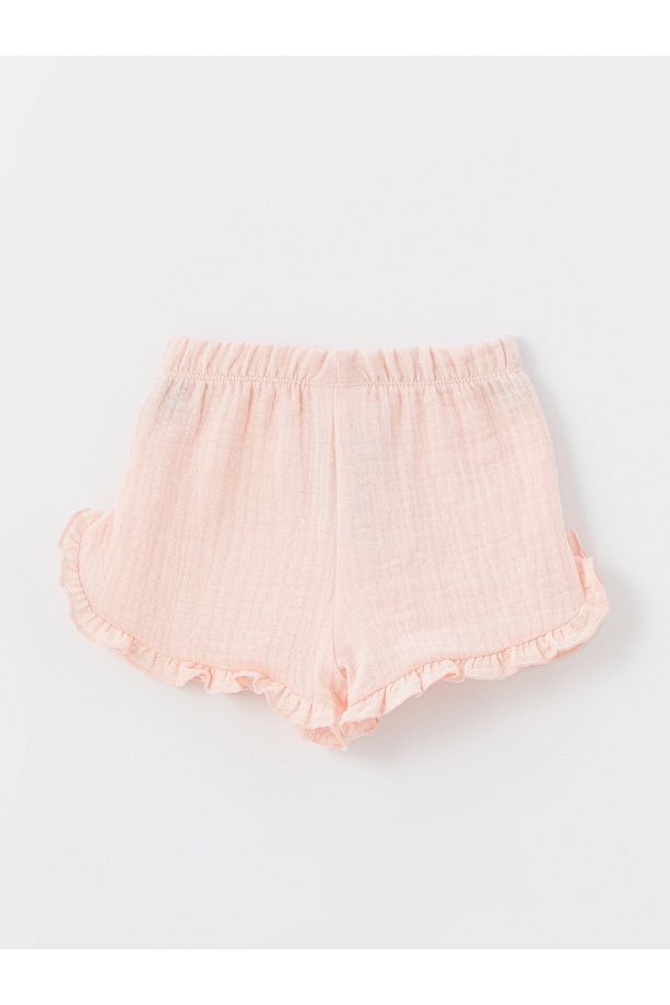 Beli Lastikli Basic Kız Bebek Şort 2'li - 3