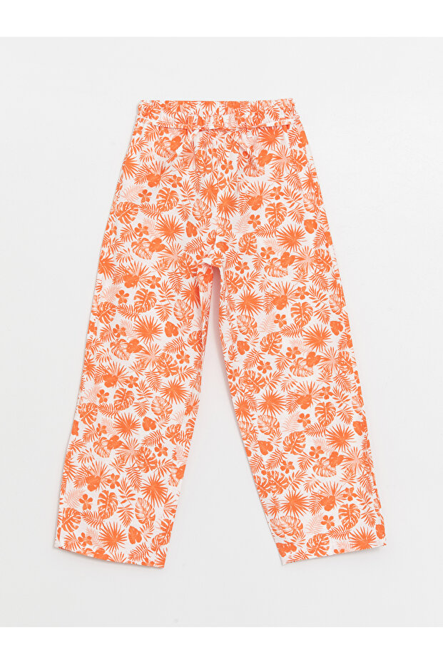 Elastic Waist Floral Girls' Pants