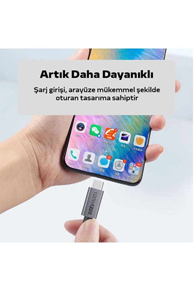 Ally Usb Type-c Pd3.1 Gen2 100w(20v-5a) Hızlı Veri Şarj Kablosu Qc4.0 3.0 1metre Gri - 4