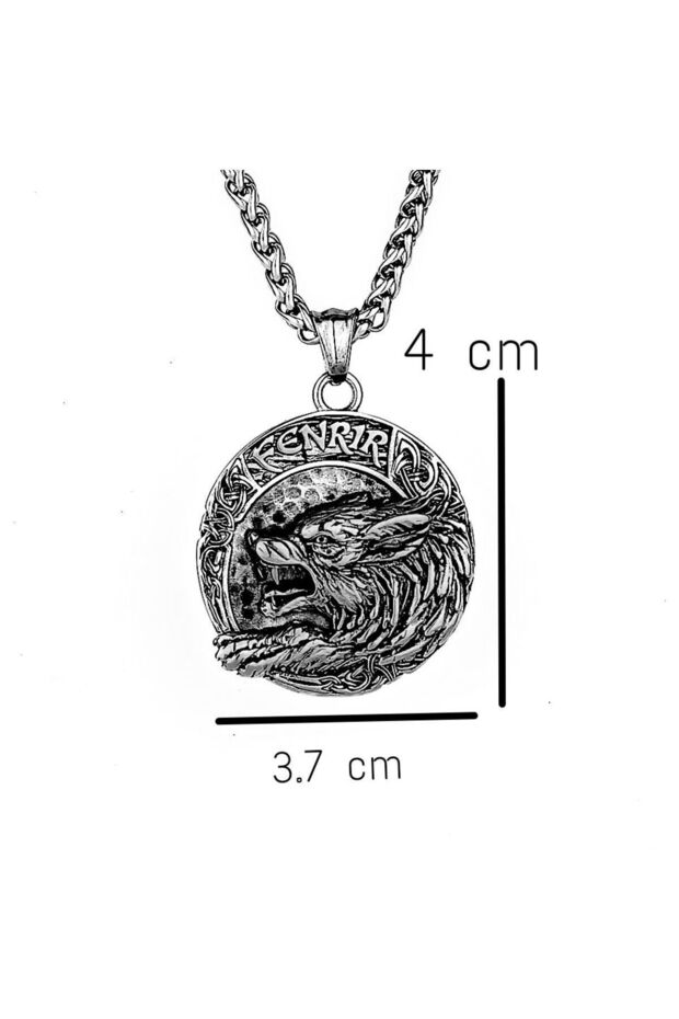 Viking Kurt Ve Pusula Çift Taraflı Tılsım Mitoloji Kolye - 5
