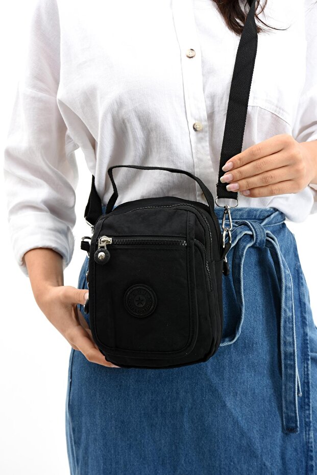 Crossbody Ultra Light Multi-Pocket Unisex Bag Black (Model: 571-6K)