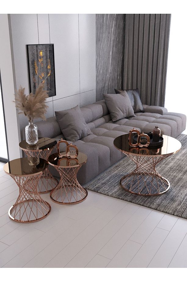 4' Lü Hasır Telli Pota Ros Ayak Bronz Ayna Set - 1