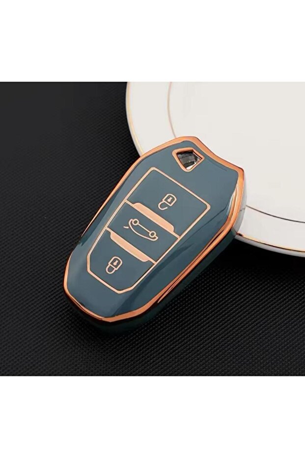 Citroën C3 C4 C5 Aircross Key Protector Case Keyless Start (See picture 2) Grey/Gold