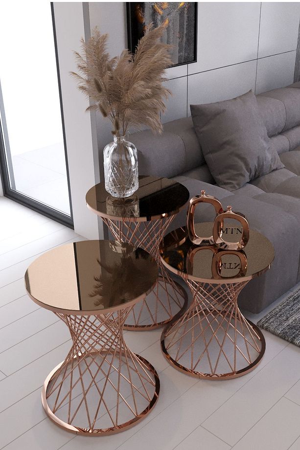 4' Lü Hasır Telli Pota Ros Ayak Bronz Ayna Set - 3